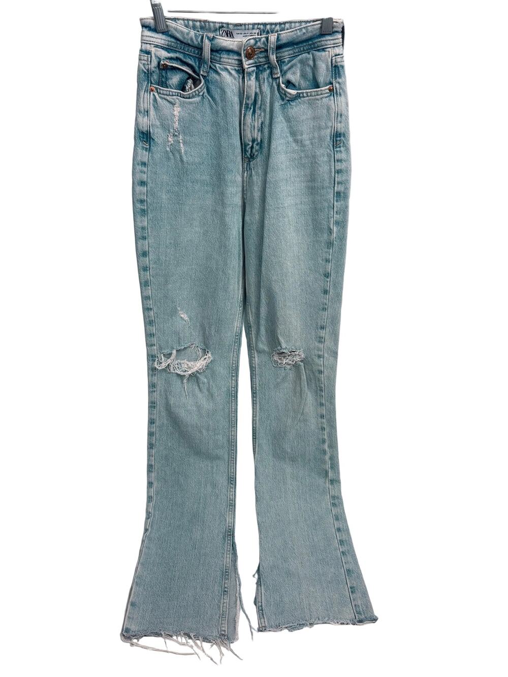 Zara back slit blue jeans